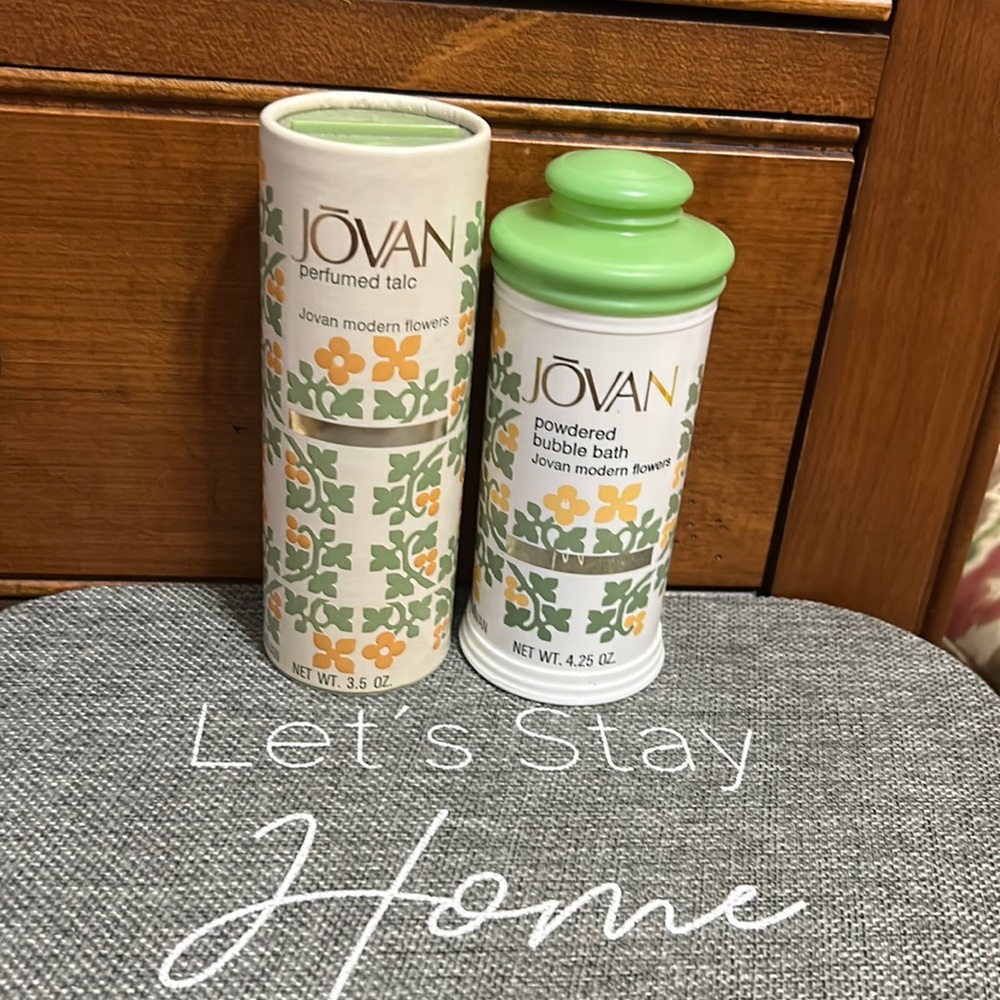 Vintage Jovan Modern Flowers Powdered Bubble Bath and Perfumed Talc.